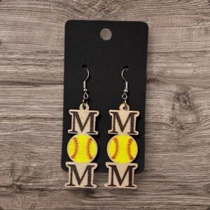Yellow Softball Earrings for Kids